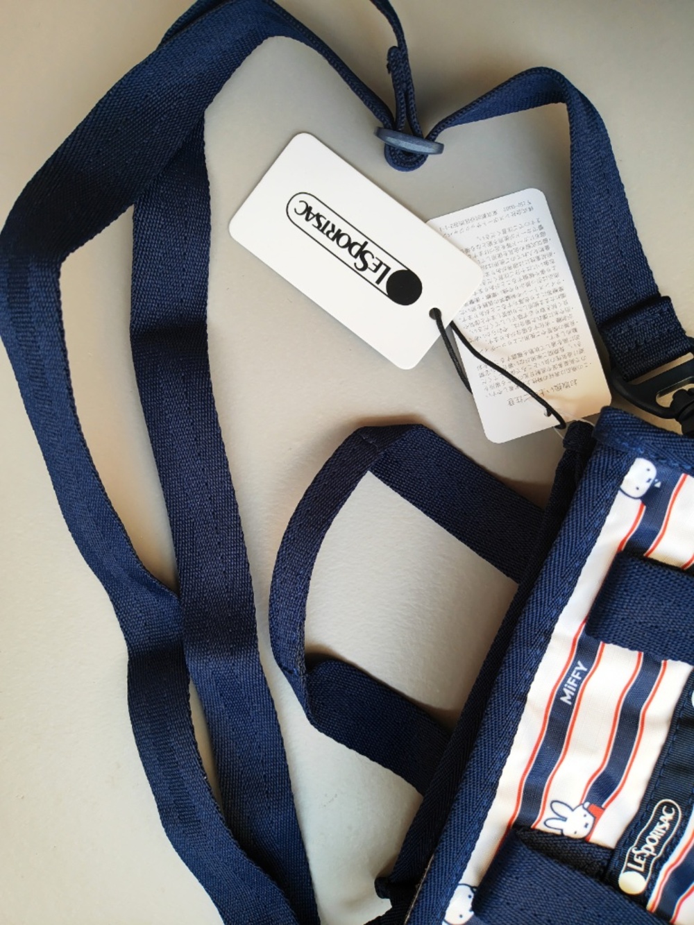 LeSportsac Navy Red White Miffy Stripe Tote-NWT - Picture 4 of 7